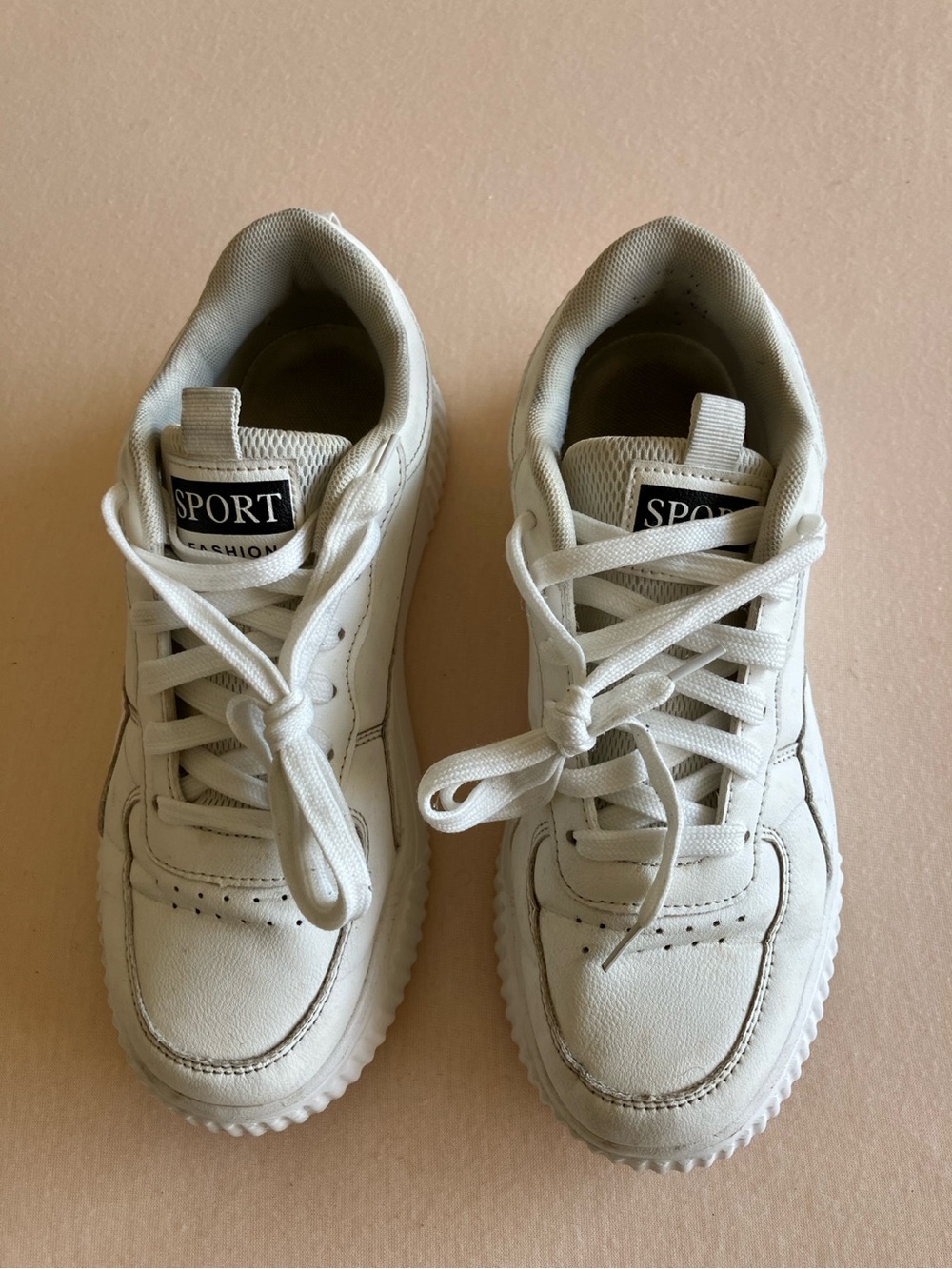 Women’s 9.5 White Chunky Platform Sneakers Retro Y2K Streetwear Shoes - Picture 4 of 6